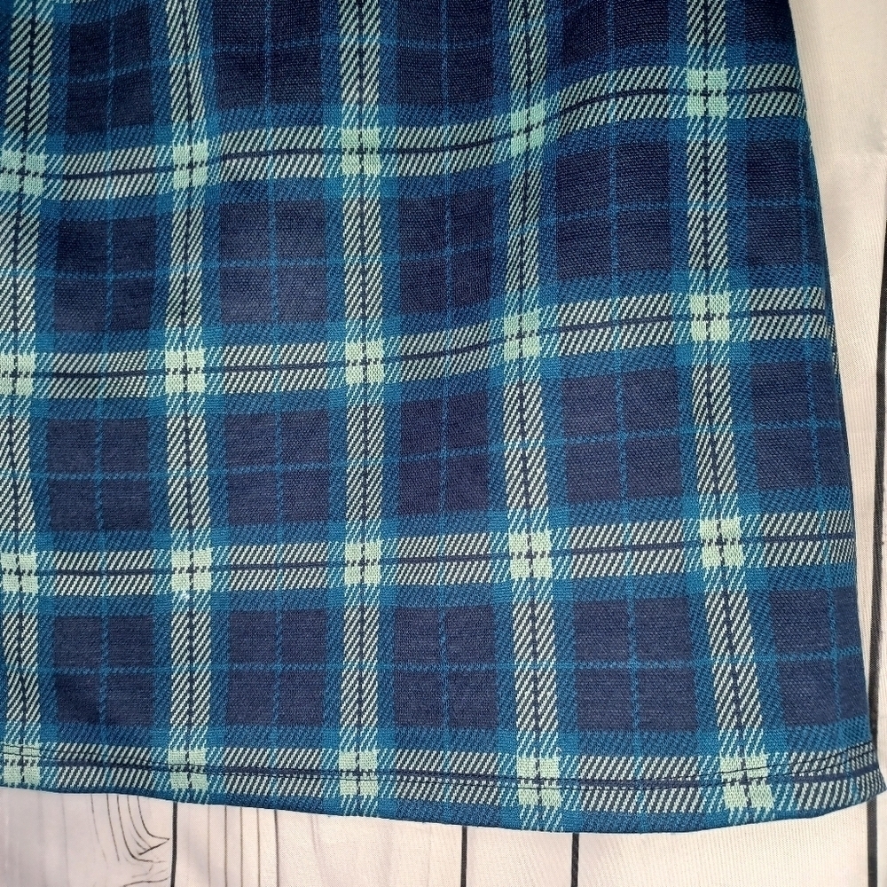 SO blue plaid buttoned faux wrap preppy 90’s Y2K schoolgirl mini skirt NWT - Picture 10 of 15